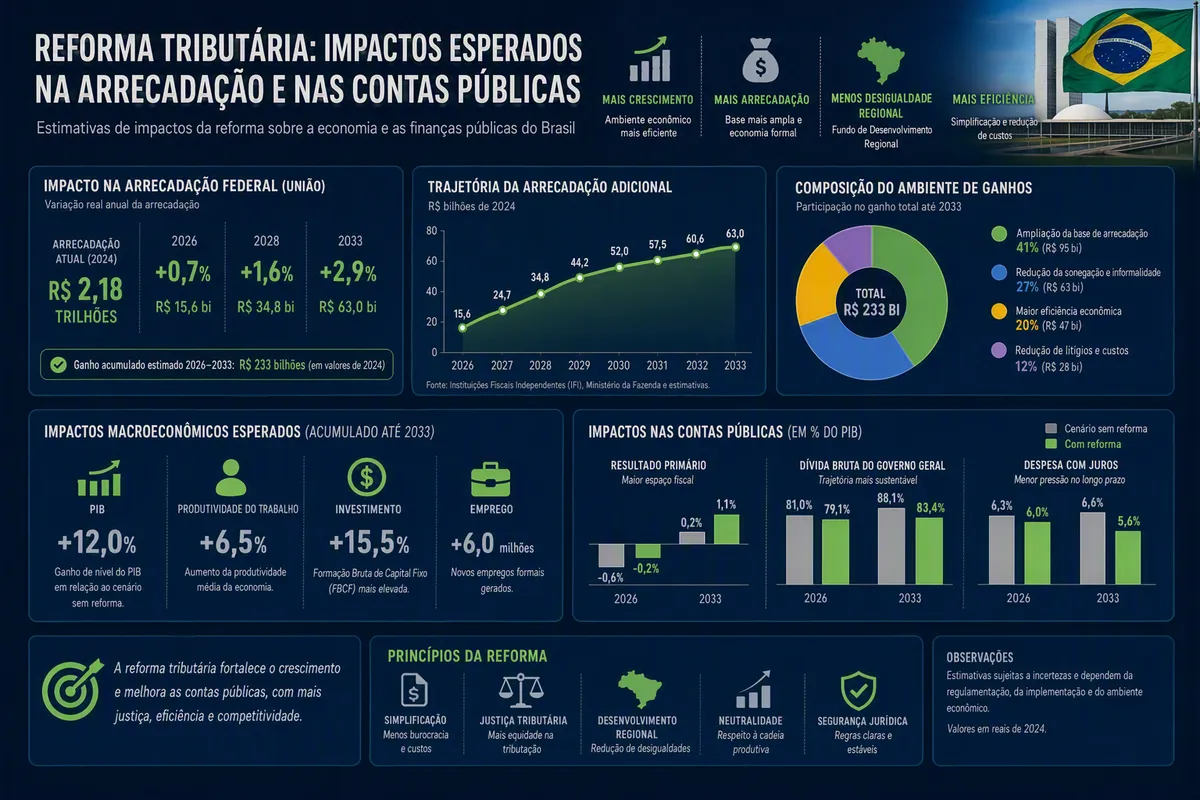 Impactos esperados da reforma na arrecadação e nas contas públicas