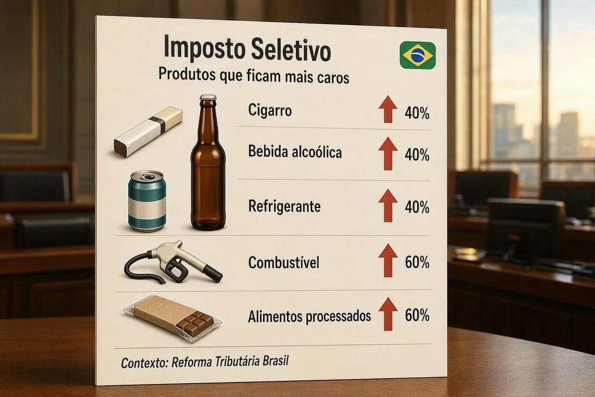 Lista de produtos que ficam mais caros com o imposto seletivo