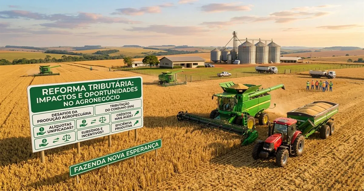 Lavoura e produção agrícola representando o setor do agronegócio afetado pela reforma tributária